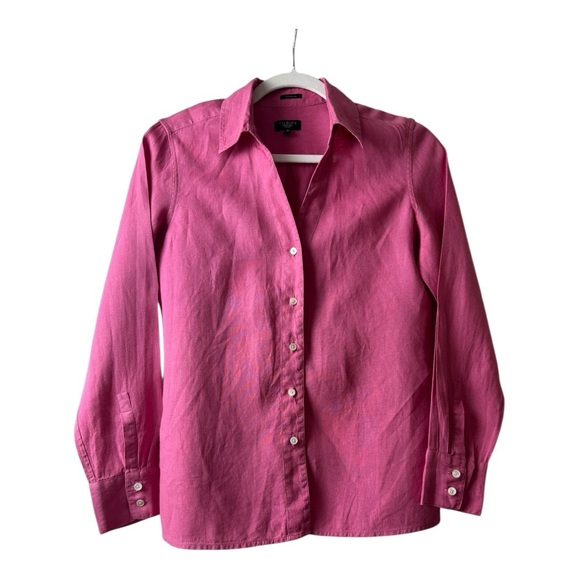 Talbots Pure Irish Linen Button-Up Shirt – Pink – Size 6P C021 - Picture 3 of 8